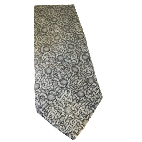Vintage Wide White and Black Tie, Geometric Print Tie, Monsieur Cravatieur Tie - Picture 4 of 6